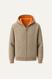 Talero Reversible Hooded Zip Knit Camel/Orange