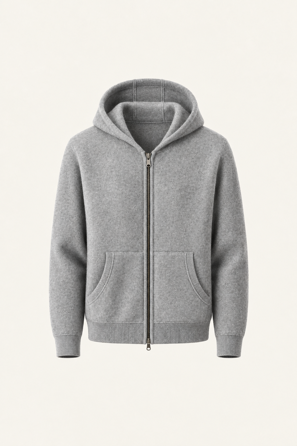 Tonari Wool Hooded Zip Grey