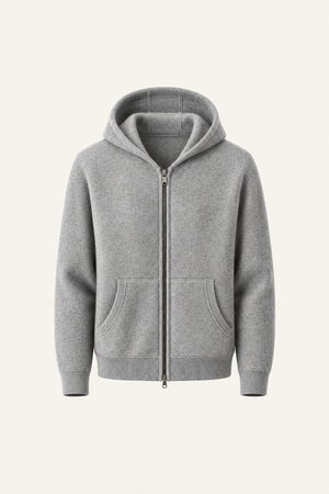 Tonari Wool Hooded Zip Grey