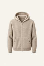 Tonari Wool Hooded Zip Beige
