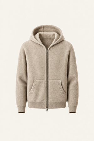 Tonari Wool Hooded Zip Beige
