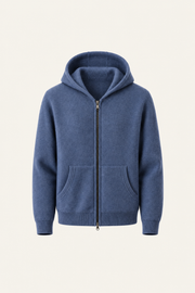 Tonari Wool Hooded Zip Blue