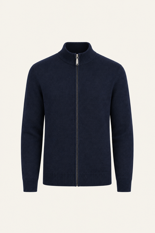 Vaniro Wool Cardigan Navy