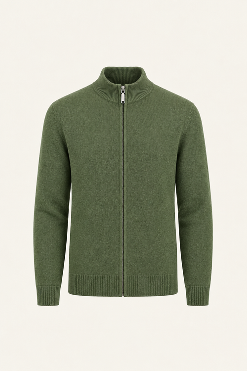 Vaniro Wool Cardigan Green