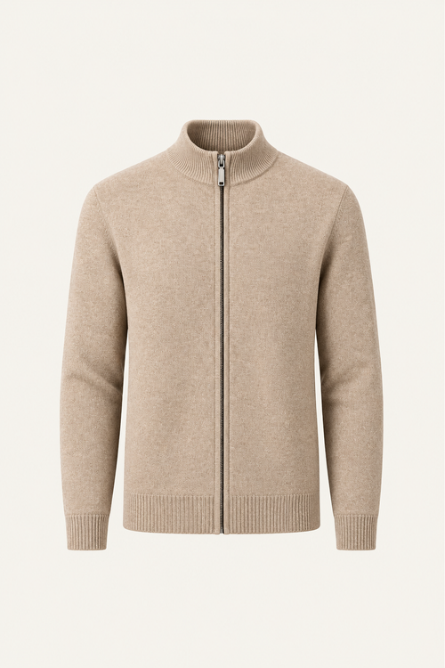 Vaniro Wool Cardigan Beige