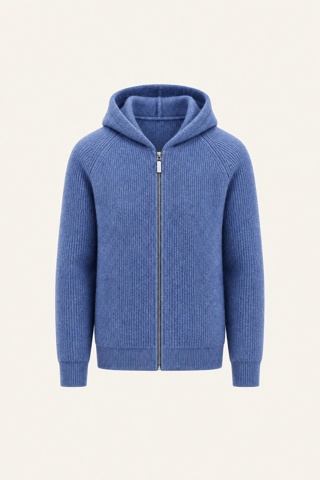 Zelano Wool Hooded Zip Up Blue