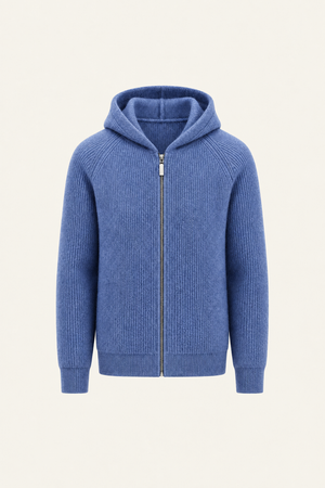 Zelano Wool Hooded Zip Up Blue