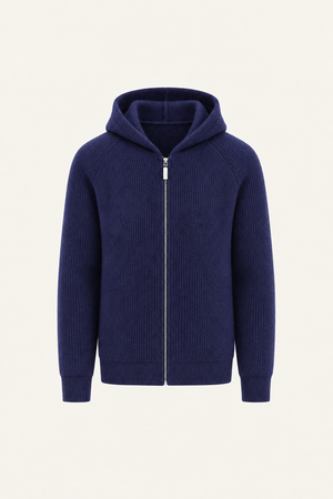 Zelano Wool Hooded Zip Up Navy