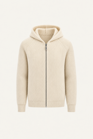 Zelano Wool Hooded Zip Up Cream