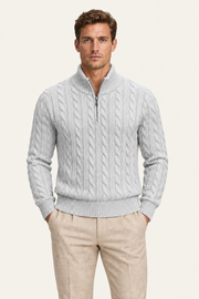 Tilano Cable Quarter-Zip Knit Grey