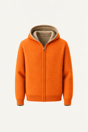 Talero Reversible Hooded Zip Knit Camel/Orange