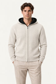 Talero Reversible Hooded Zip Knit Black/Ivory