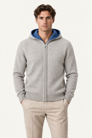 Talero Reversible Hooded Zip Knit Grey/Blue