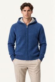 Talero Reversible Hooded Zip Knit Grey/Blue