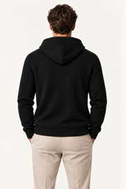 Talero Reversible Hooded Zip Knit Black/Ivory