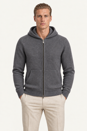 Tonari Wool Hooded Zip Dark Grey