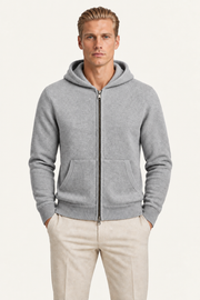 Tonari Wool Hooded Zip Grey