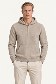 Tonari Wool Hooded Zip Beige