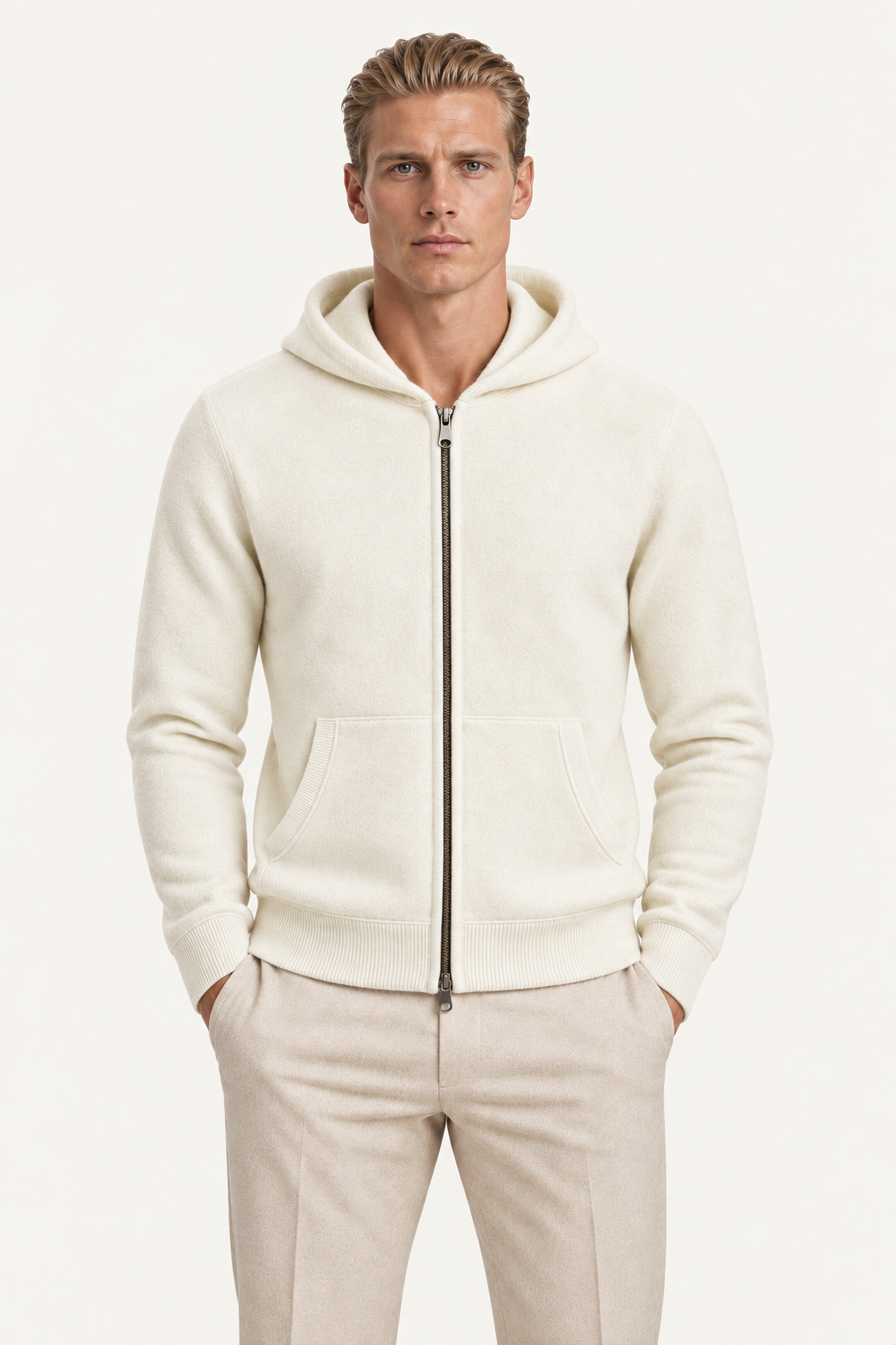 Tonari Wool Hooded Zip Cream