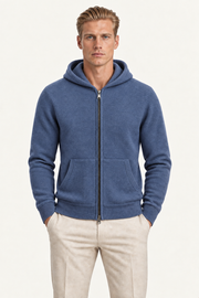 Tonari Wool Hooded Zip Blue