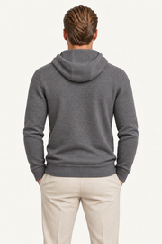 Tonari Wool Hooded Zip Dark Grey