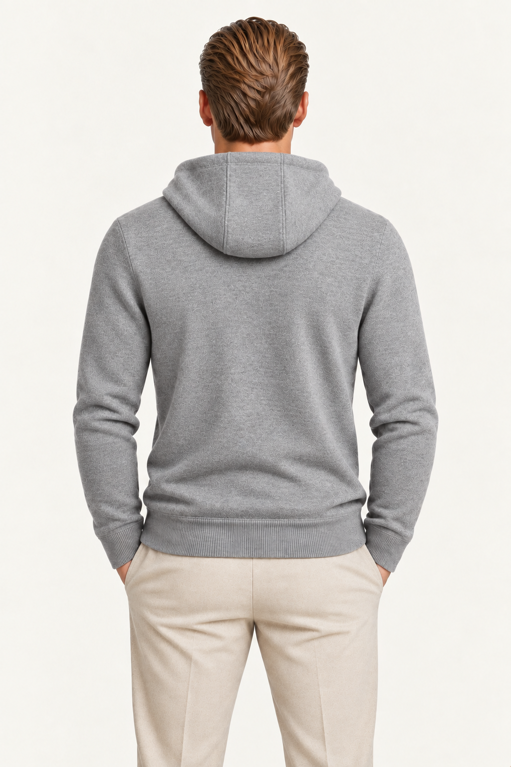 Tonari Wool Hooded Zip Grey