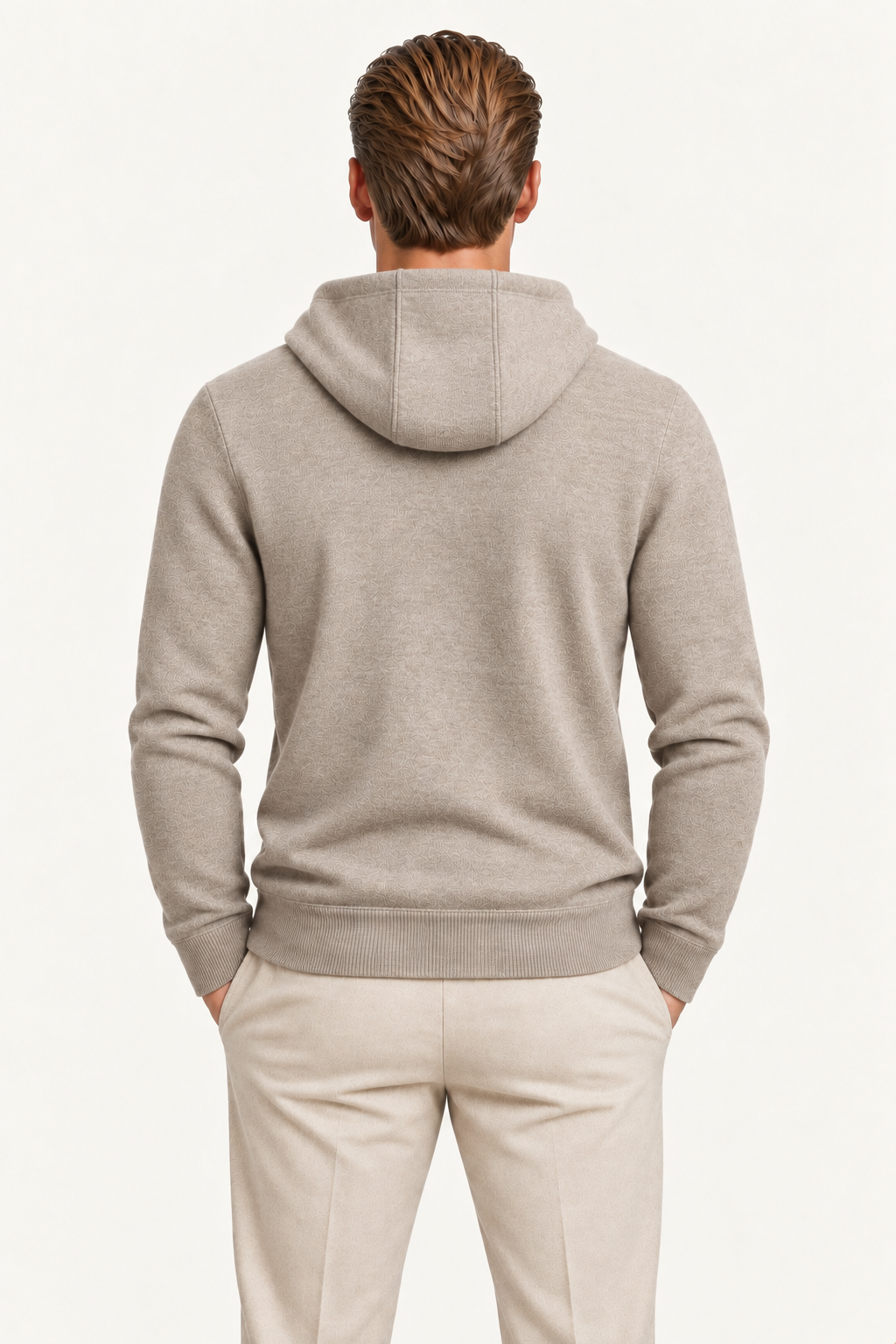 Tonari Wool Hooded Zip Beige