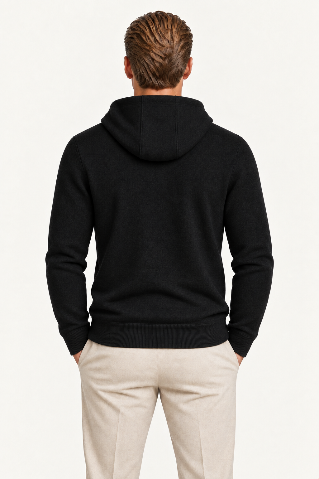 Tonari Wool Hooded Zip Black