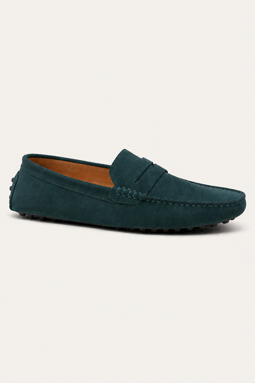 Suede Driver Loafers Dark Teal