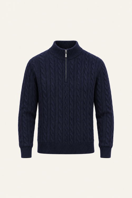 Seviro Australian Wool Cable Knit Navy