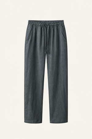 Pinaro Linen Trousers Charcoal-Green