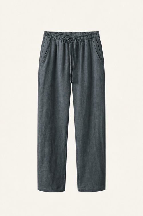 Pinaro Linen Trousers Charcoal-Green