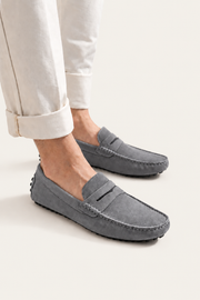 Suede Driver Loafers Grey