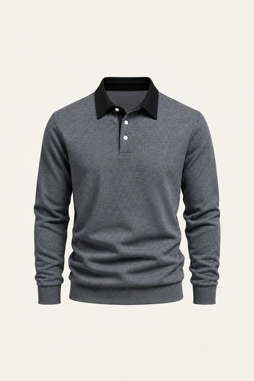 Meravo Longsleeve Cotton Polo Grey