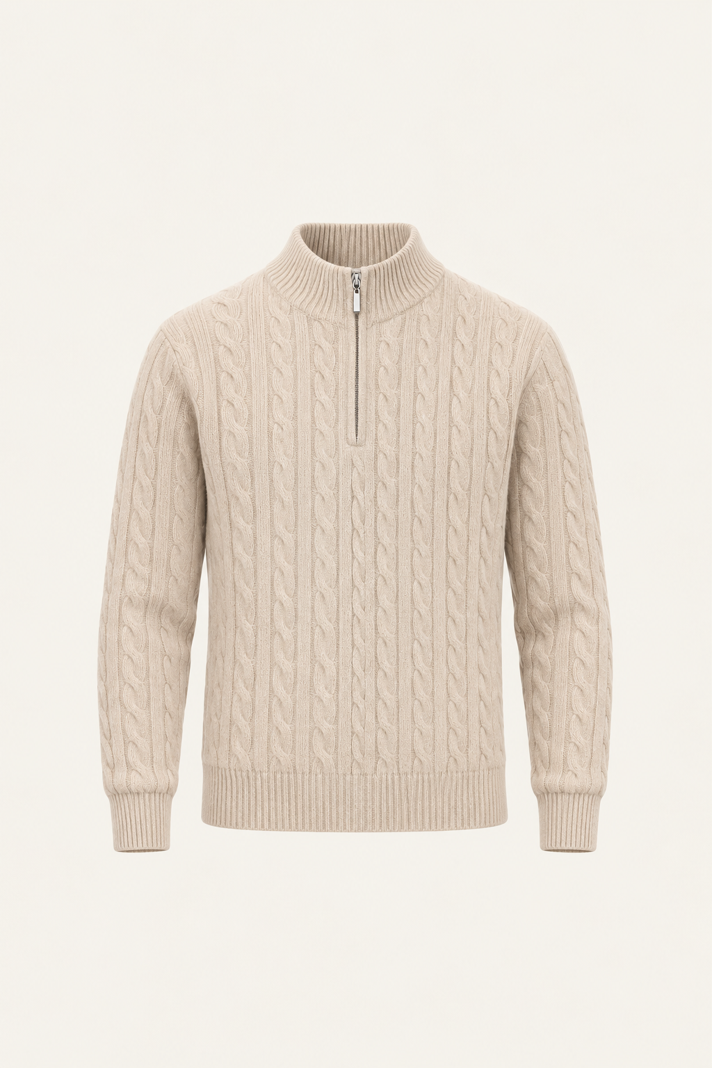 Seviro Australian Wool Cable Knit Beige