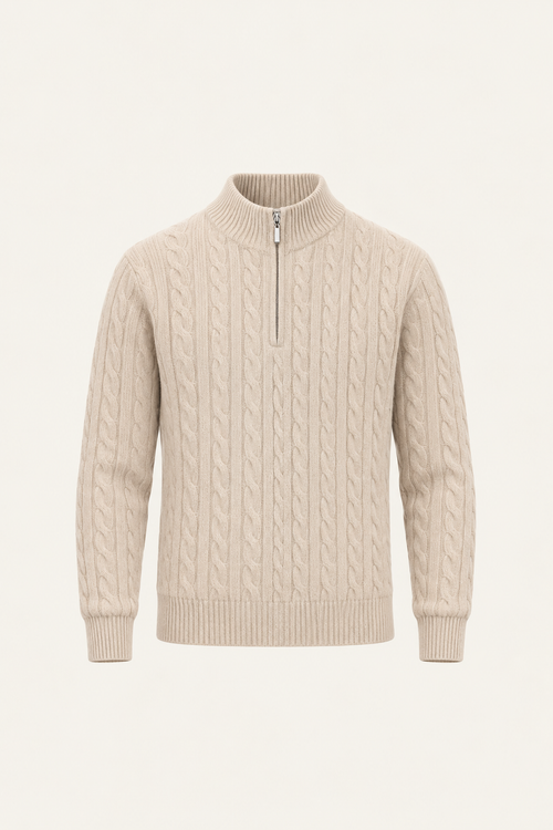 Seviro Australian Wool Cable Knit Beige