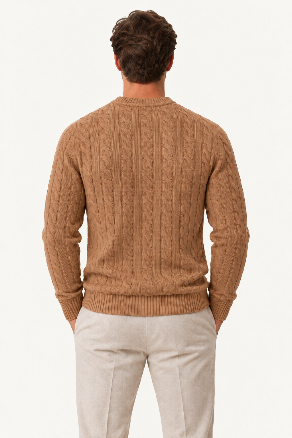 Velaro Cable Knit Crewneck Brown