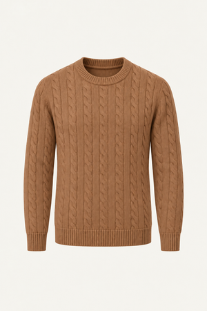 Velaro Cable Knit Crewneck Brown