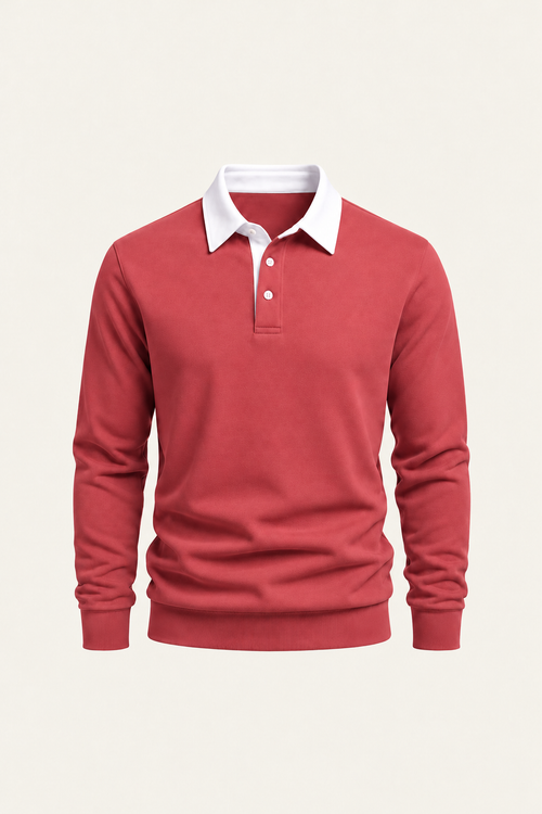 Meravo Longsleeve Cotton Polo Red