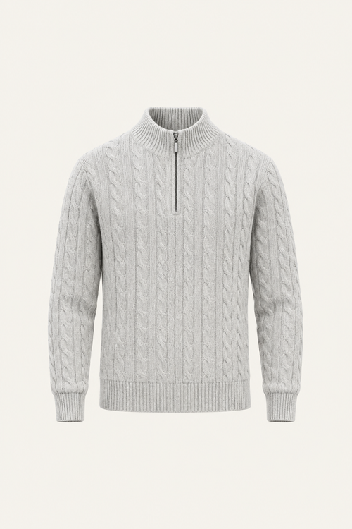 Seviro Australian Wool Cable Knit Light Grey