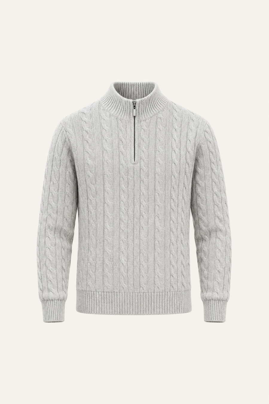 Seviro Australian Wool Cable Knit Light Grey