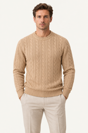 Velaro Cable Knit Crewneck Beige