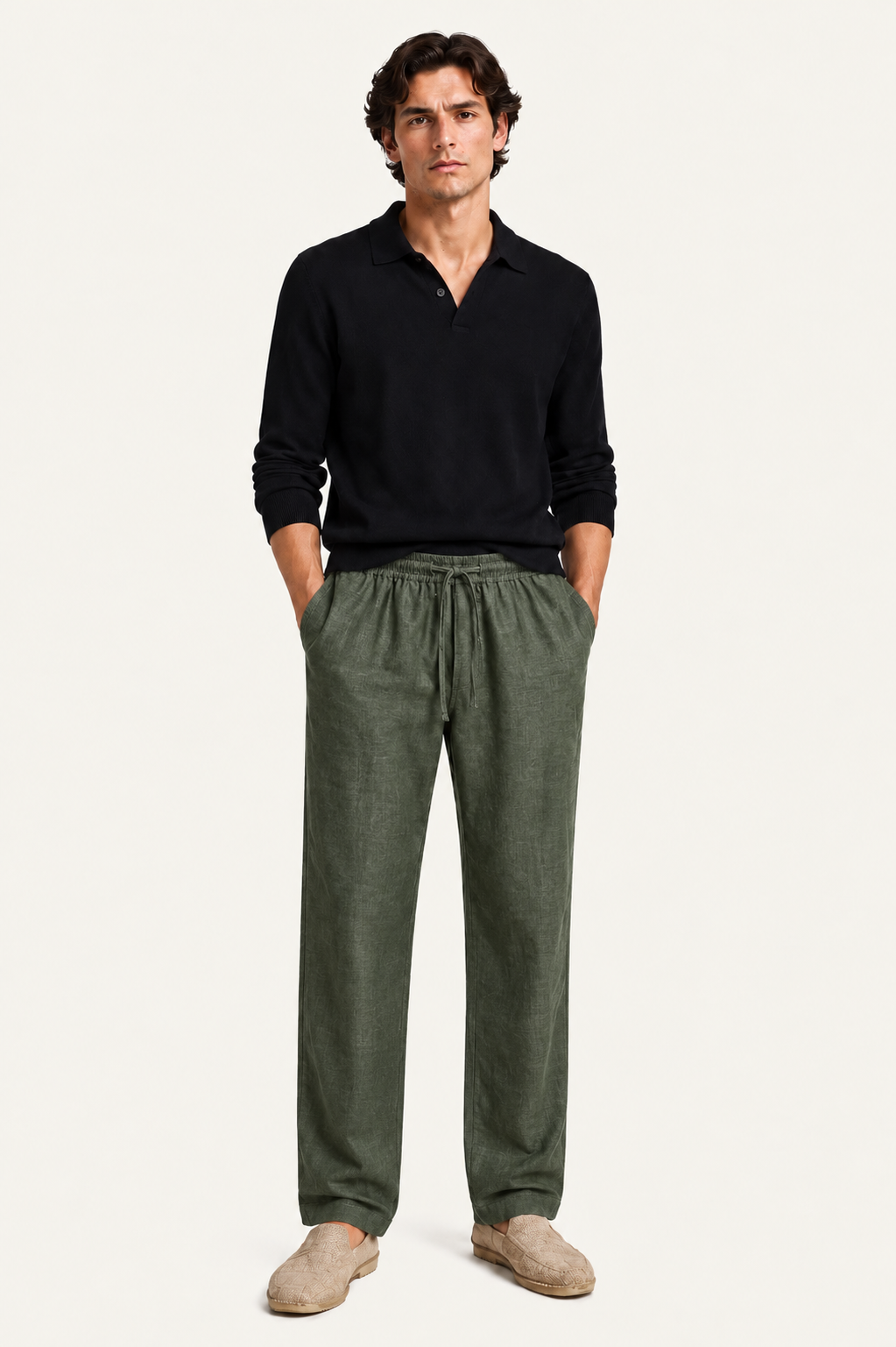 Pinaro Linen Trousers Olive