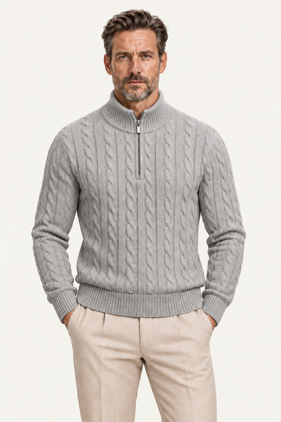 Seviro Australian Wool Cable Knit Grey
