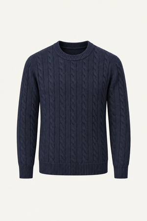 Velaro Cable Knit Crewneck Navy