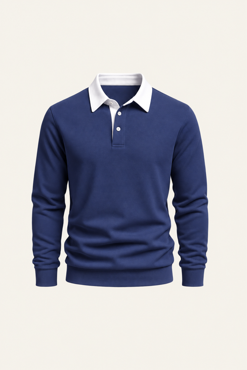 Meravo Longsleeve Cotton Polo Navy