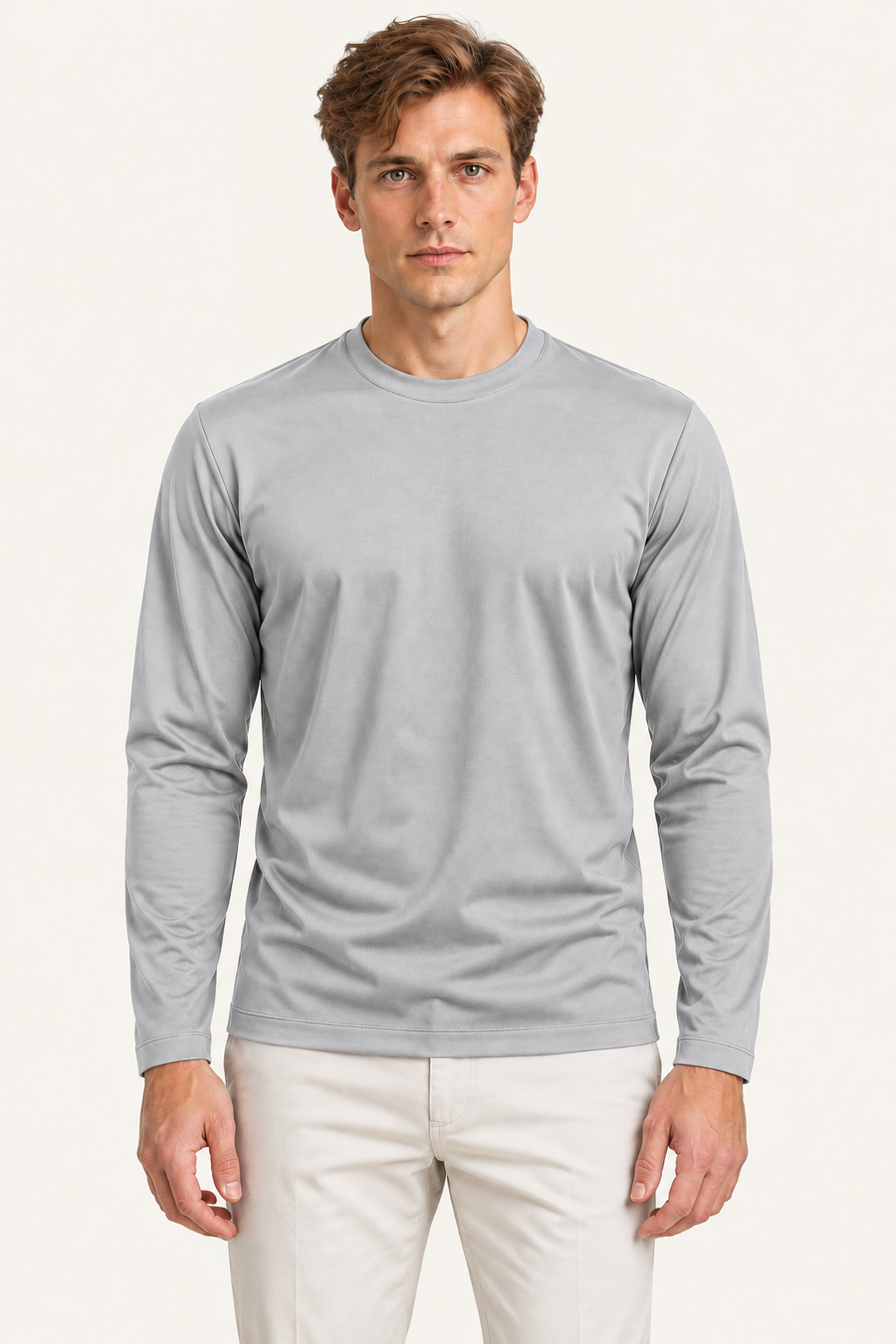 Mercirio Cotton Long-Sleeve Tee Light Grey