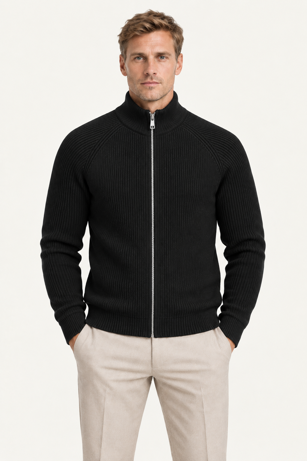 Selano Zip Knit Black