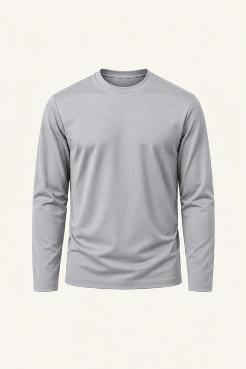 Mercirio Cotton Long-Sleeve Tee Light Grey