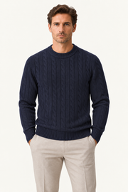 Velaro Cable Knit Crewneck Navy